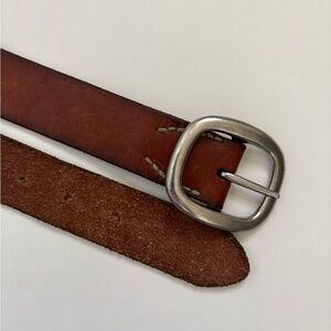 Leather Belt with Silver Buckle
